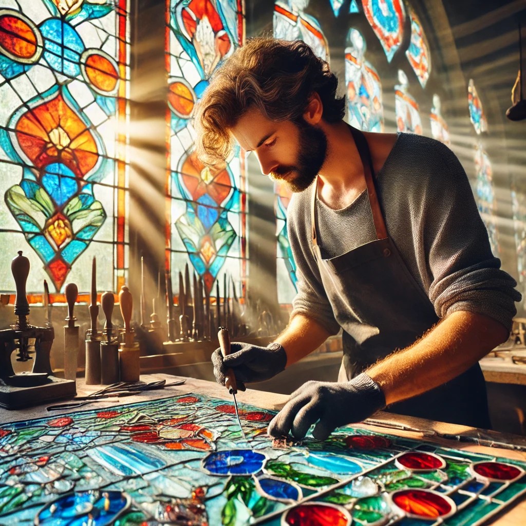Langage, des images et des mots, les métiers de l'artisanat, Le vitrailliste