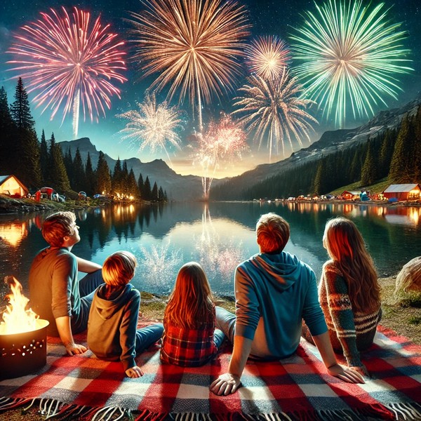 Langage, des images et des mots, vacances au camping, le feu d'artifice