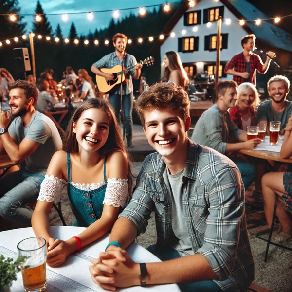 Langage, des images et des mots, vacances au camping, soirée festive