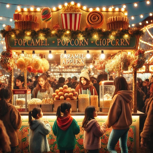 Langage, des images et des mots, fête foraine, Stand de nourriture