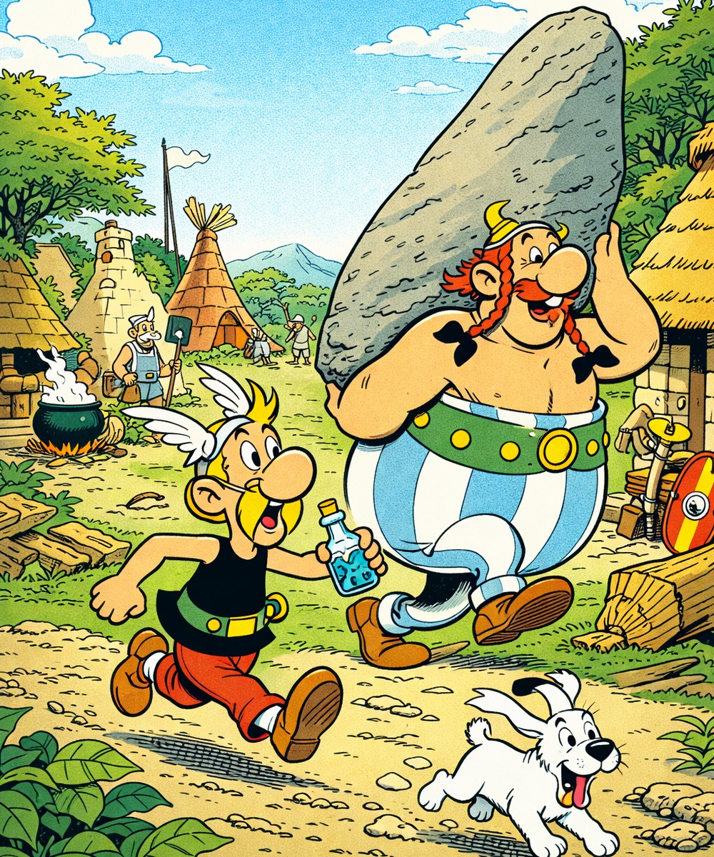 Aphasie, Puzzle numérique – Astérix et Obélix.